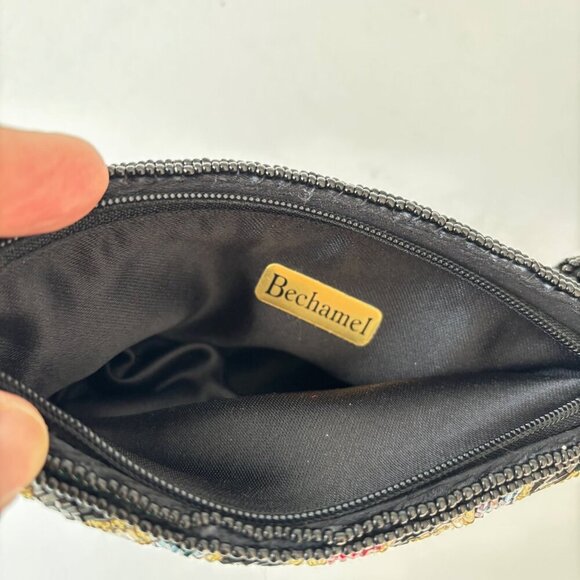 Vtg Bechamel‎ Glass Beaded Makeup Mini Bag Geometric 80s Glam Weddings Gift - Picture 6 of 7